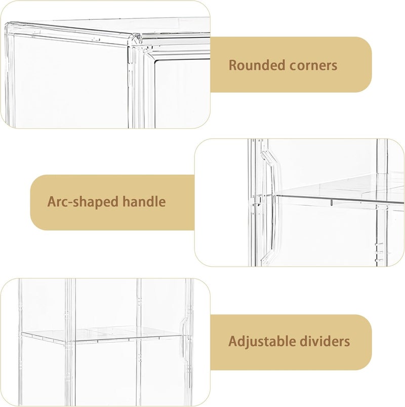 Attelite Large Clear Acrylic Display Case Shoe Storage Boxes With An Adjustable Divider,2 Pack 2 Tiers Clear Plastic Stackable Storage Bins With Lids Display Acrylic Box With Magnetic Door - Image 3